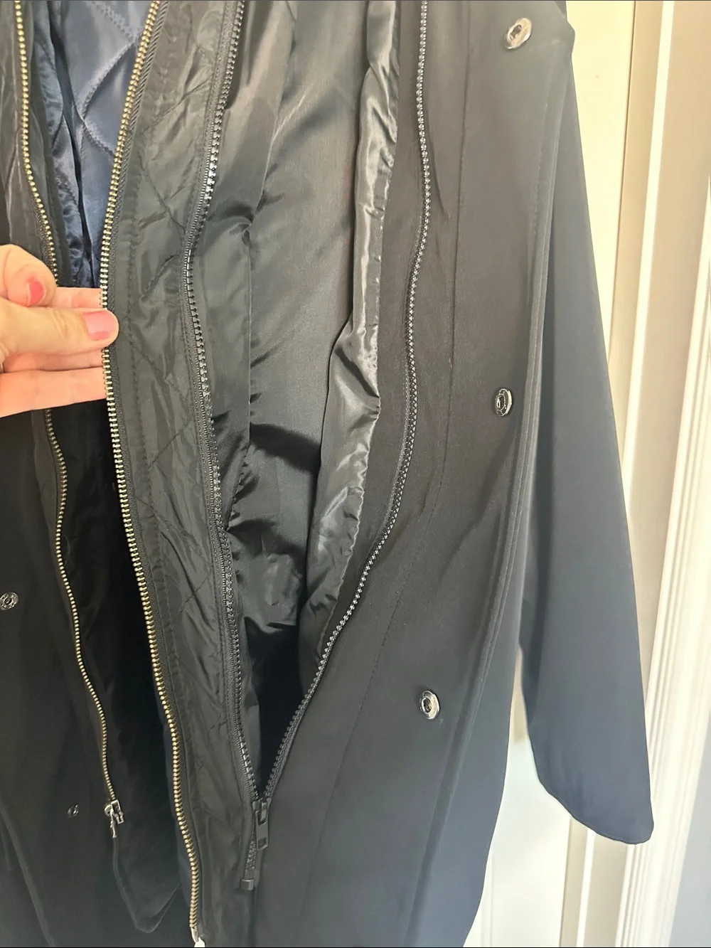 Joseph Abboud Black Coat with Navy Quilted Lining